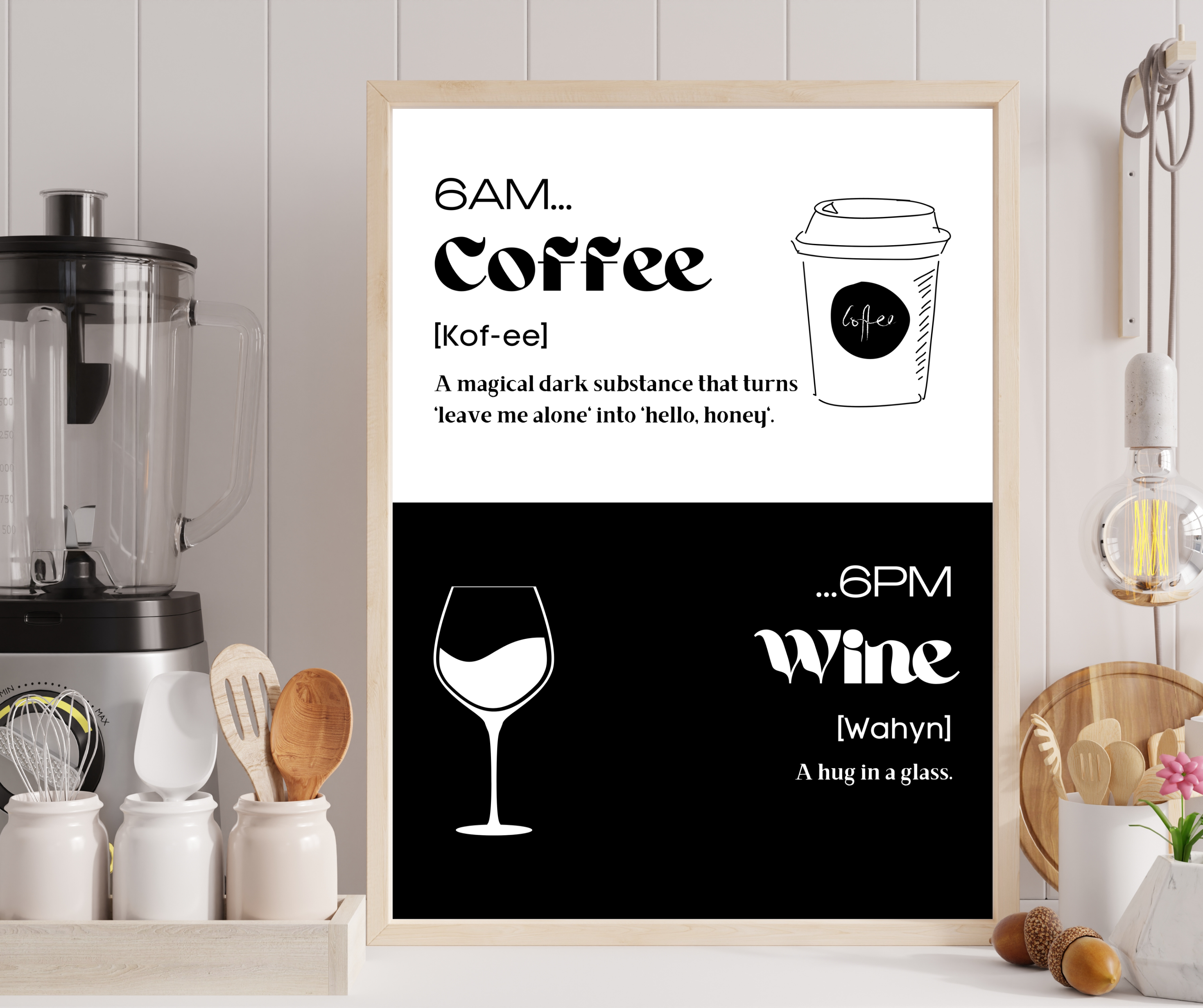 Coffee & Wine Kitchen Print A4