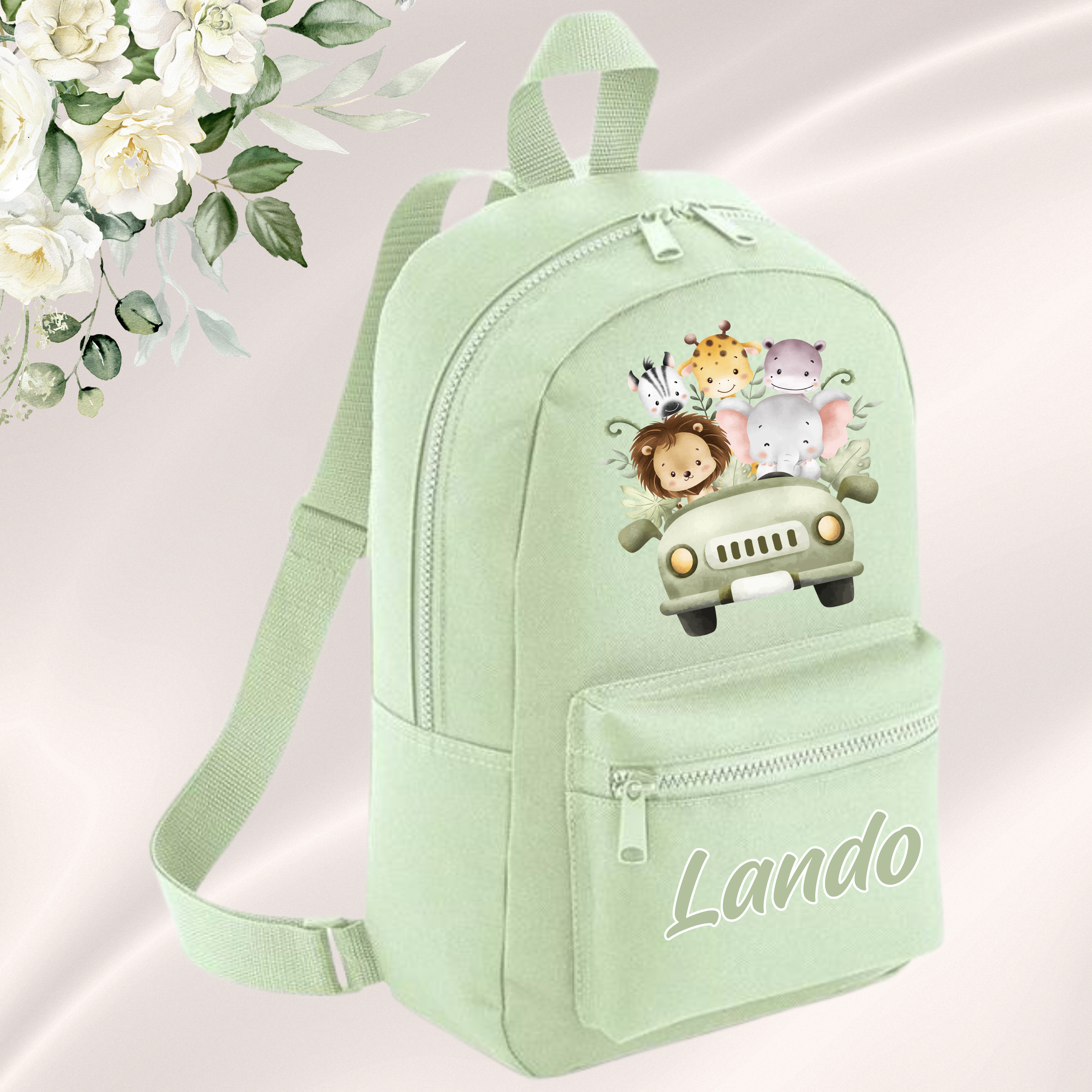 Personalised Green Safari Mini Backpack
