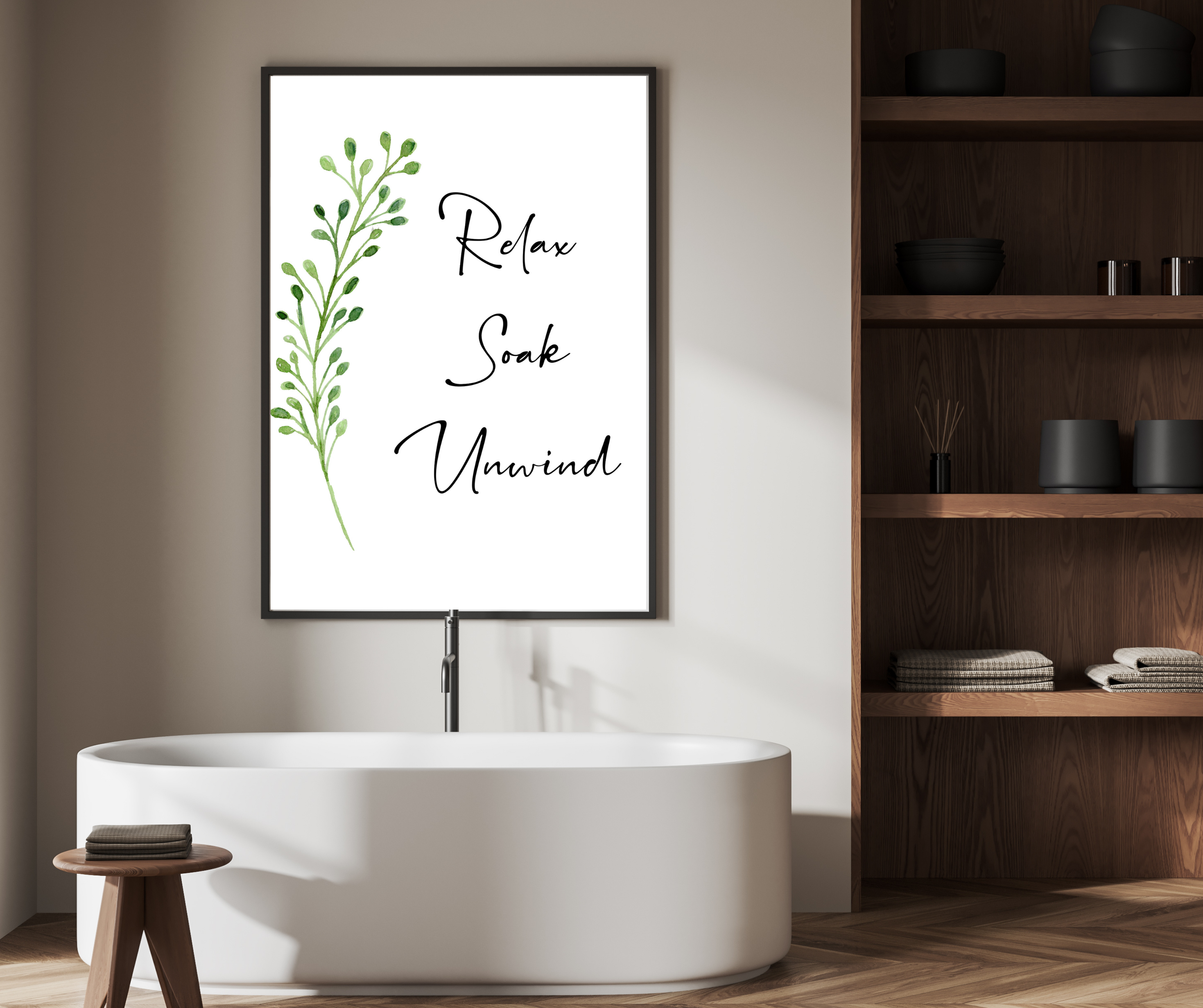 Relax, Soak, Unwind Bathroom Print A4