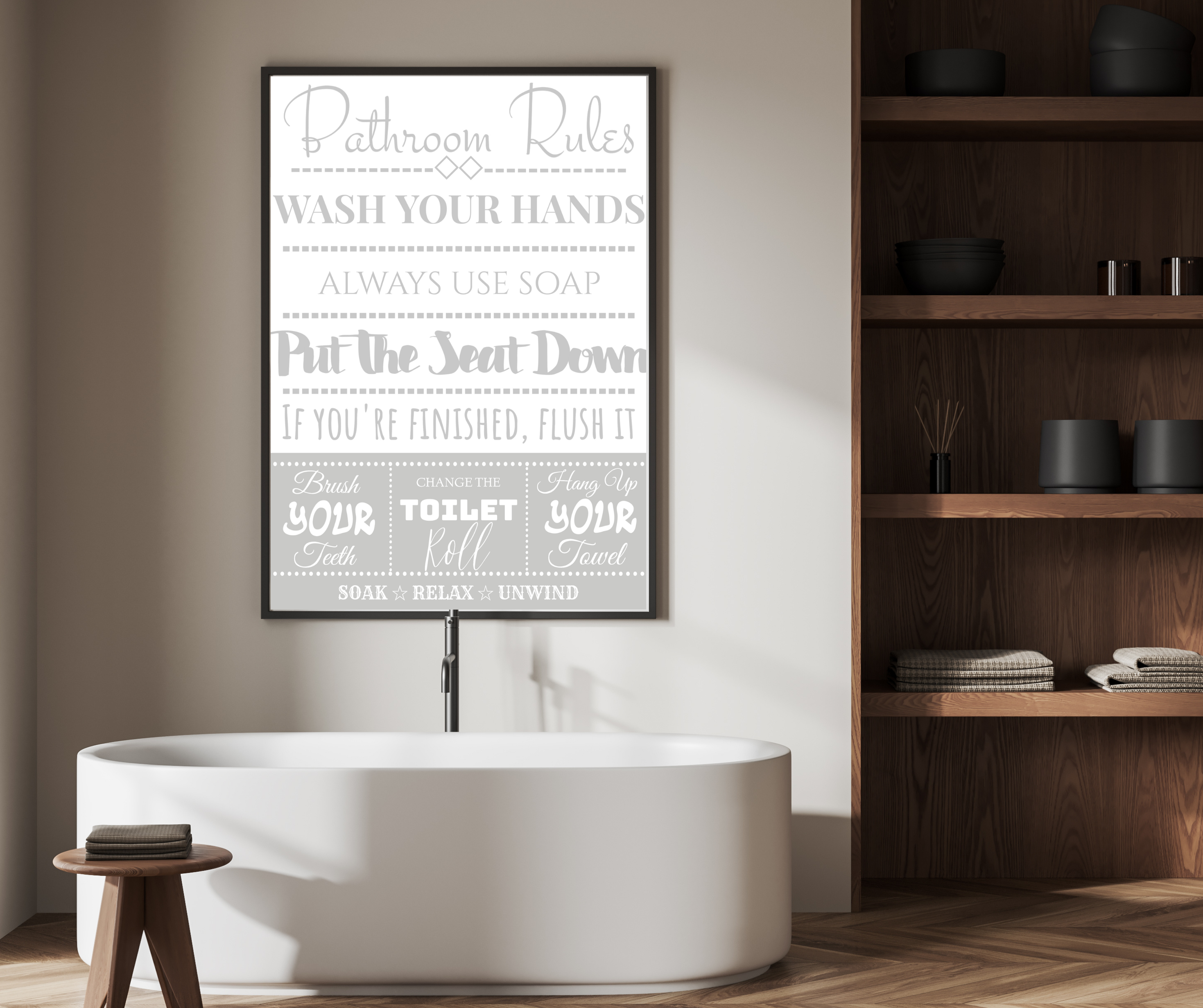 Bathroom Rules Print A4 size