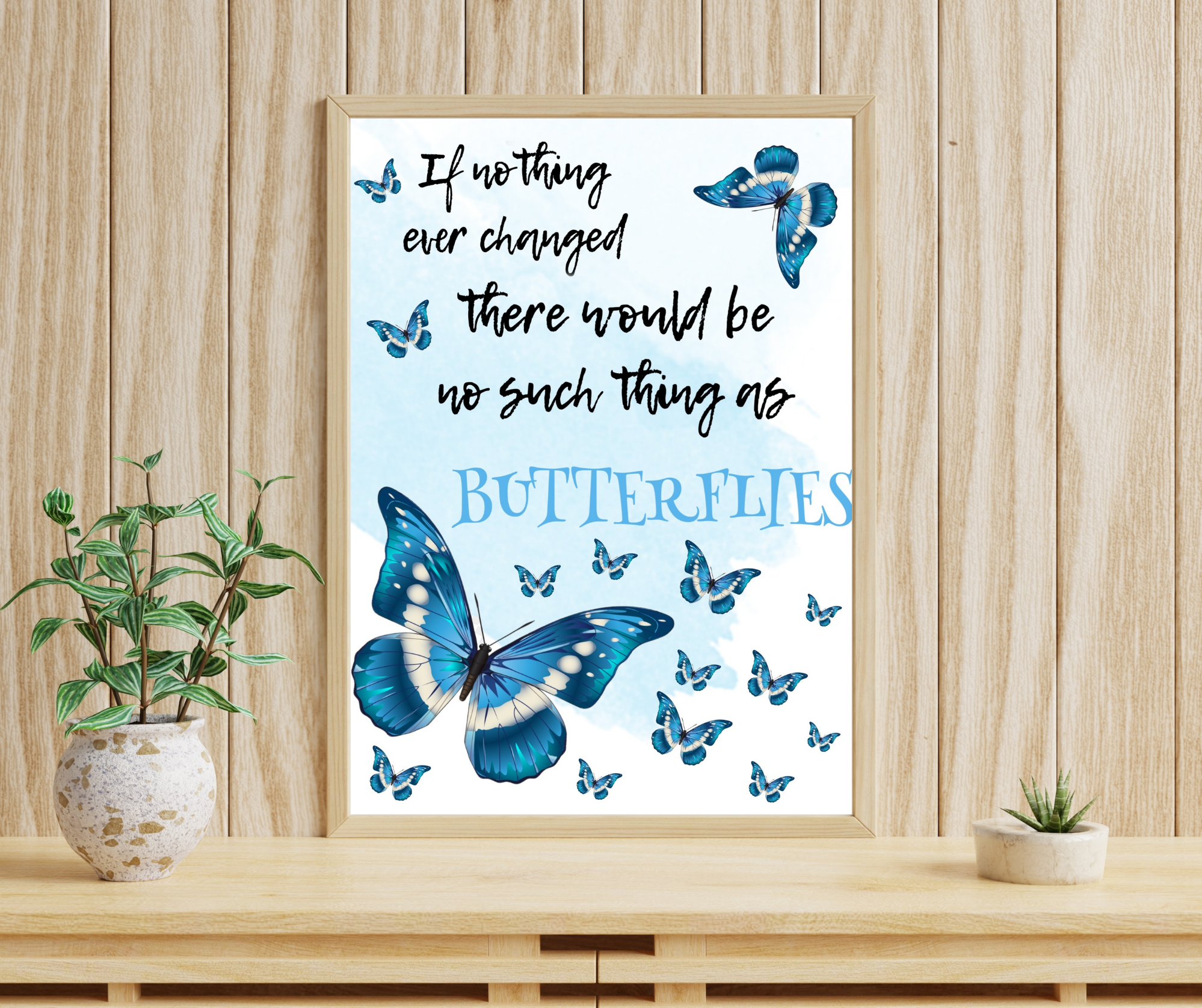 Blue Butterflies A4 Print