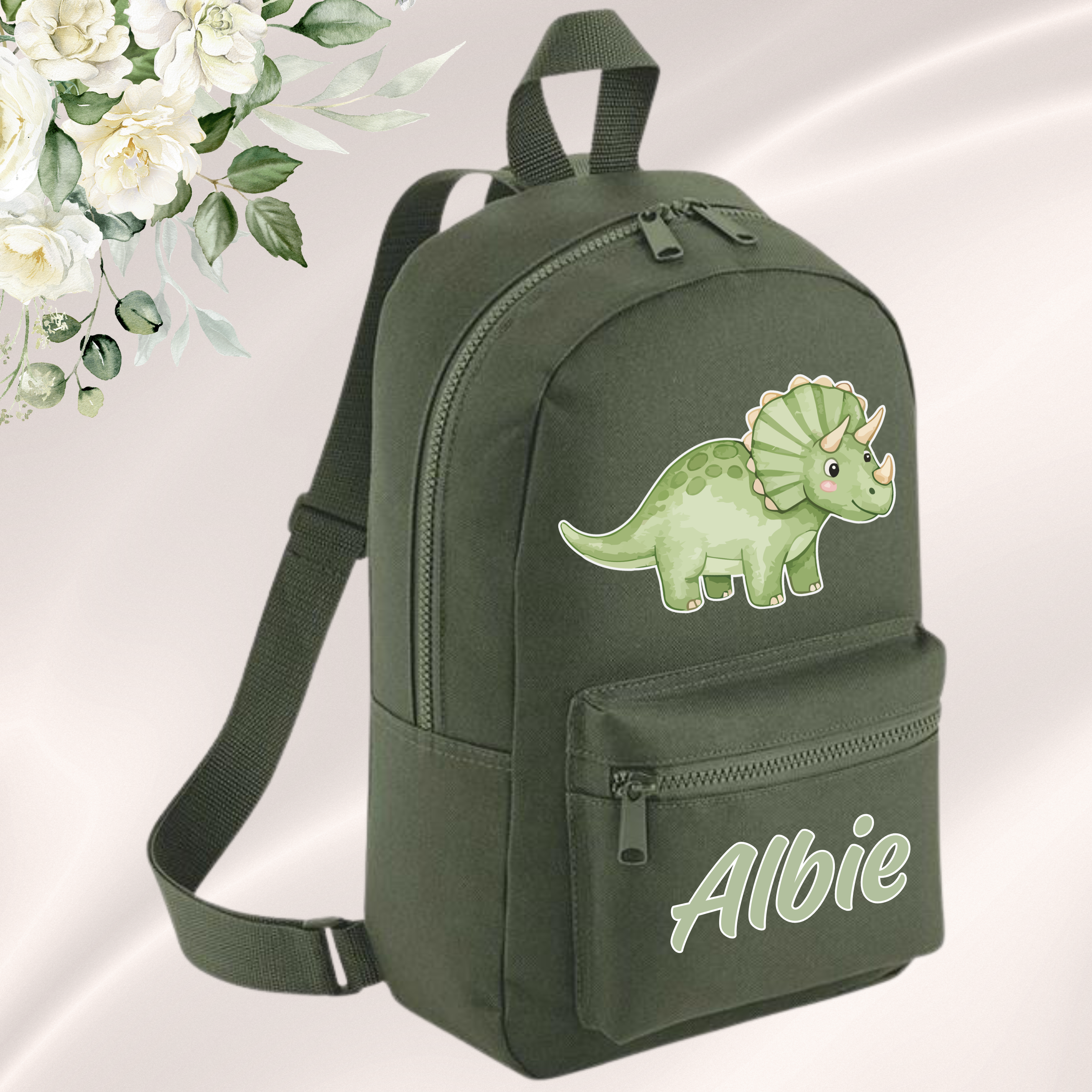 Personalised Green Dino Mini Backpack