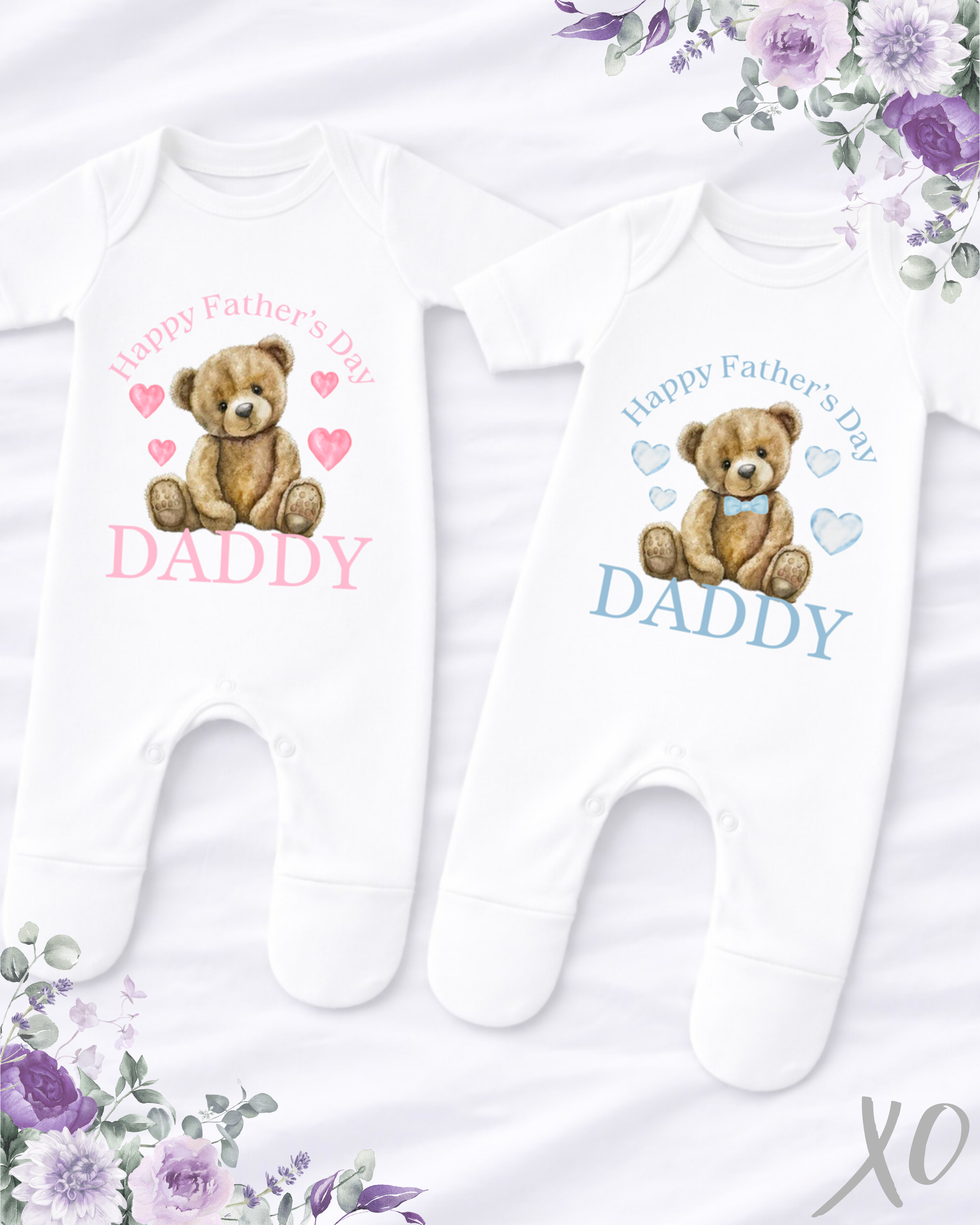 Happy Father's Day Daddy Baby Grow | Pink | Blue